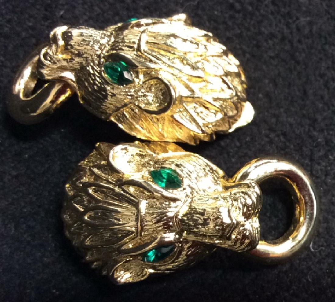 LES BERNARD Estate Lion Form Rhinestone Earrings (1 of 10)