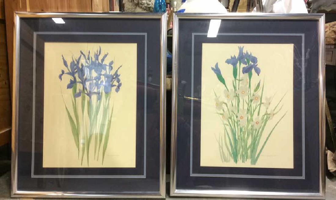Pair Signed Framed Iris Floral Artworks (1 of 10)