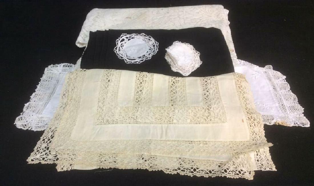 Lot of Vintage Linens Ecru and Black (1 of 5)