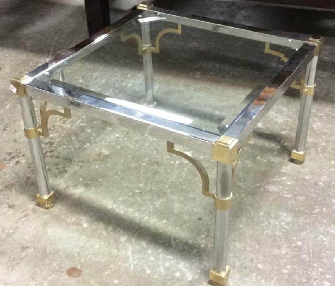 C 1970's Chrome Brass Glass Side Table (1 of 6)