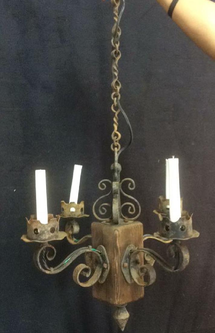 Rustic 5 Arm Wood and Iron Chandelier (1 of 5)