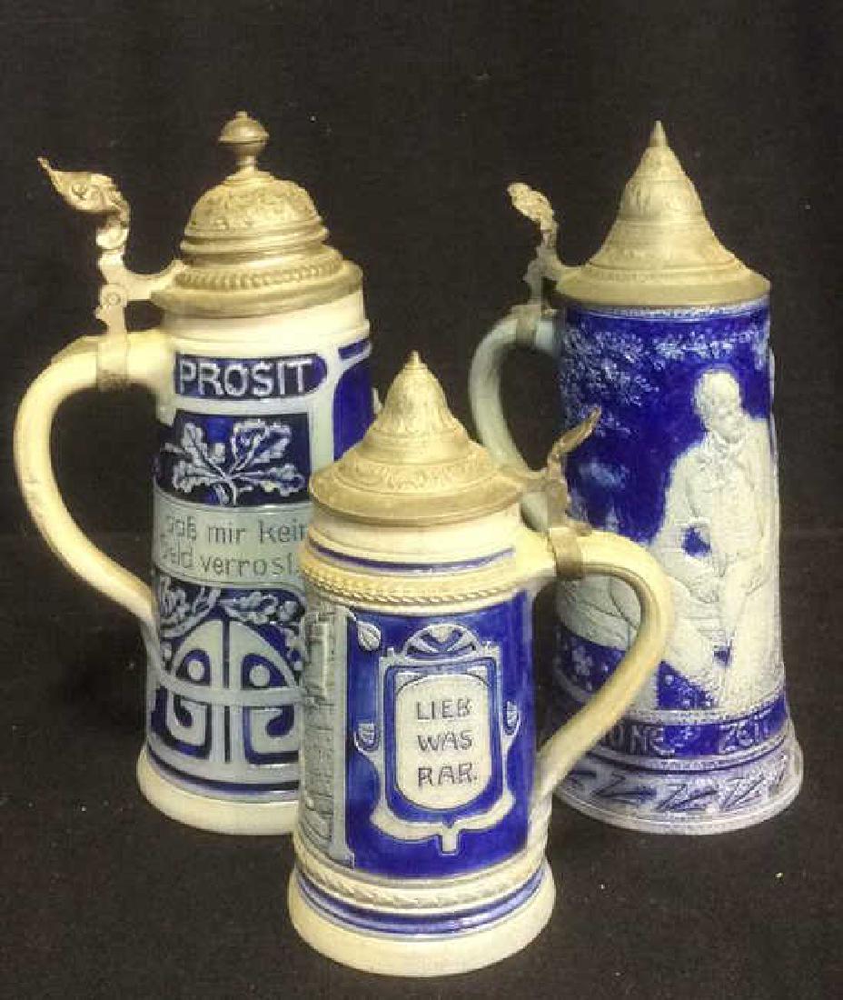 Lot 3 German Ceramic Metal Steins (1 of 5)