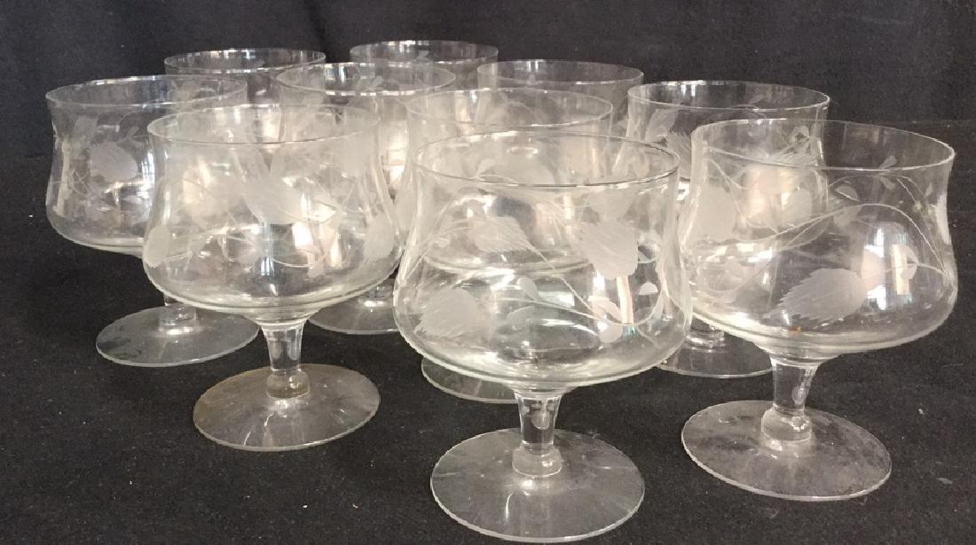 10 Etched Footed Glasses (1 of 6)
