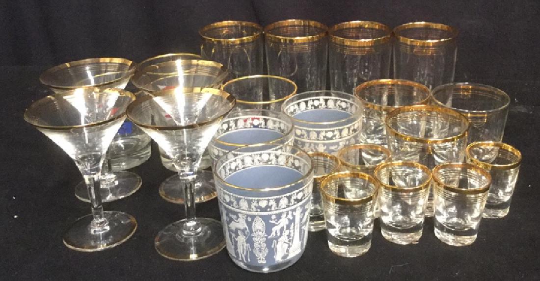 Group Lot 24 Gold Rimmed Assorted Glasses (1 of 5)