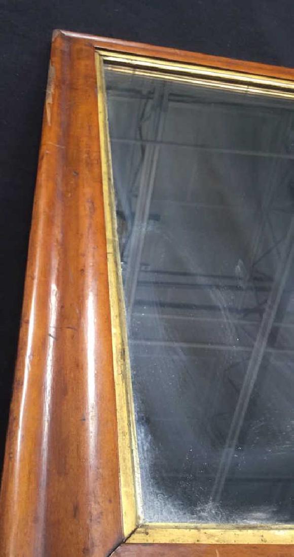 Vintage Cherry Wood Brass Framed Wall Mirror (1 of 5)