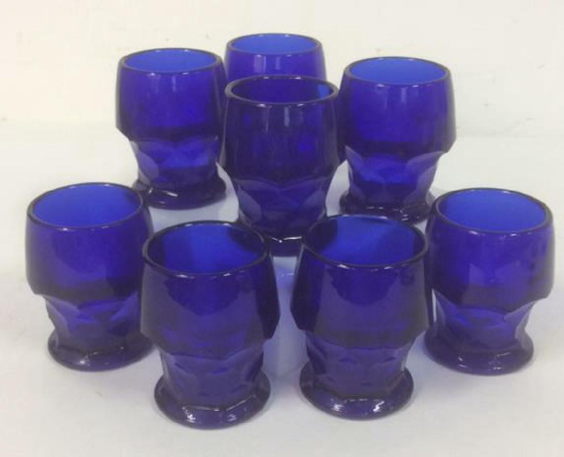 Lot of 8 Cobalt Blue Faceted Drinking Glasses (1 of 5)
