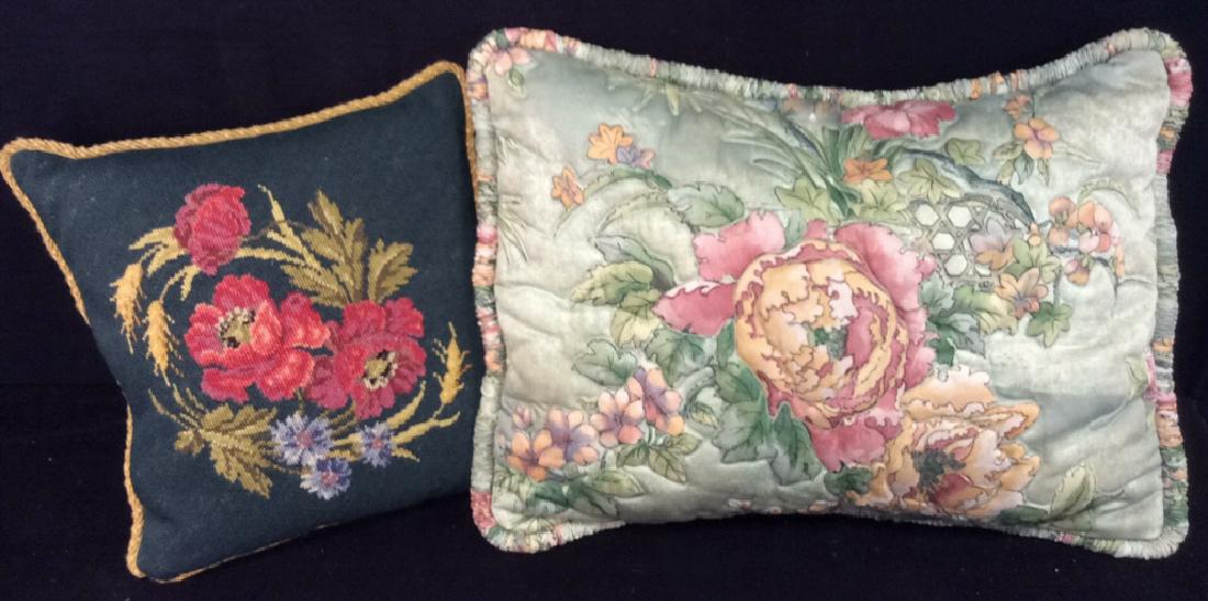 2 Throw Pillows Needlepoint And Quilted (1 of 5)