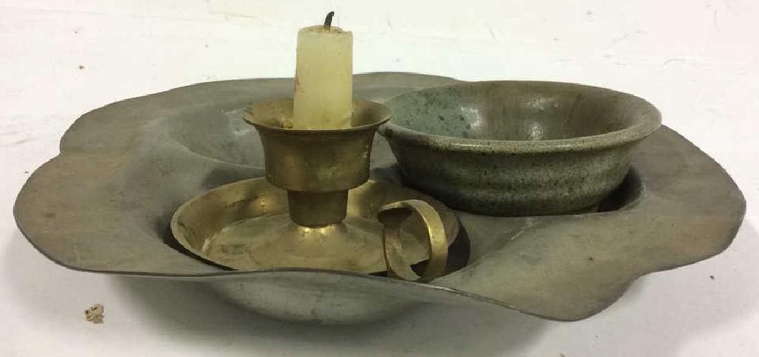 3 Vintage Table Top Accessories Metal and Pottery (1 of 5)