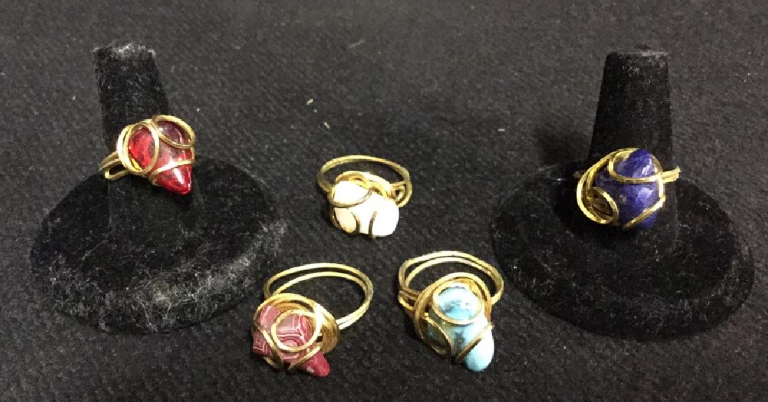 Group Lot 5 Gold Tone Wire Wrap Rings (1 of 4)
