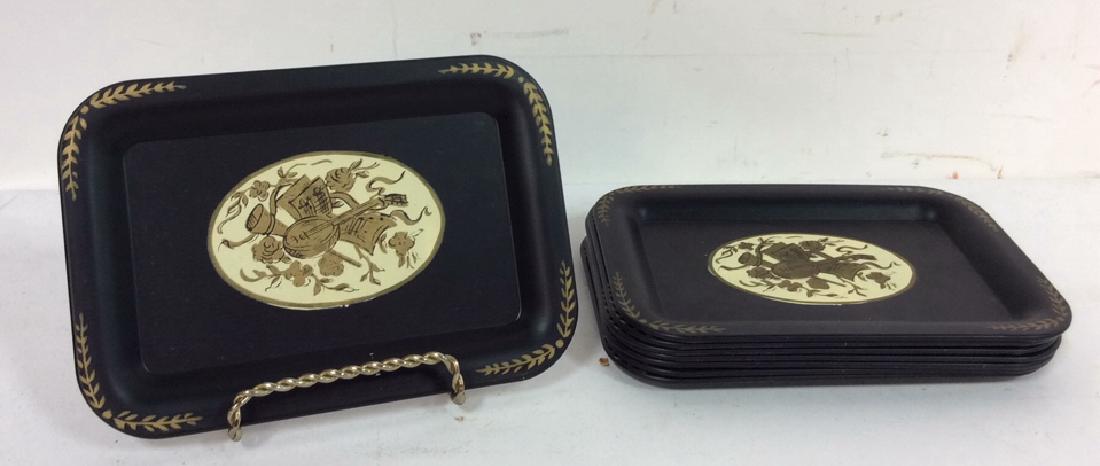 Group Lot 8 Hand Painted Tin Trays (1 of 5)