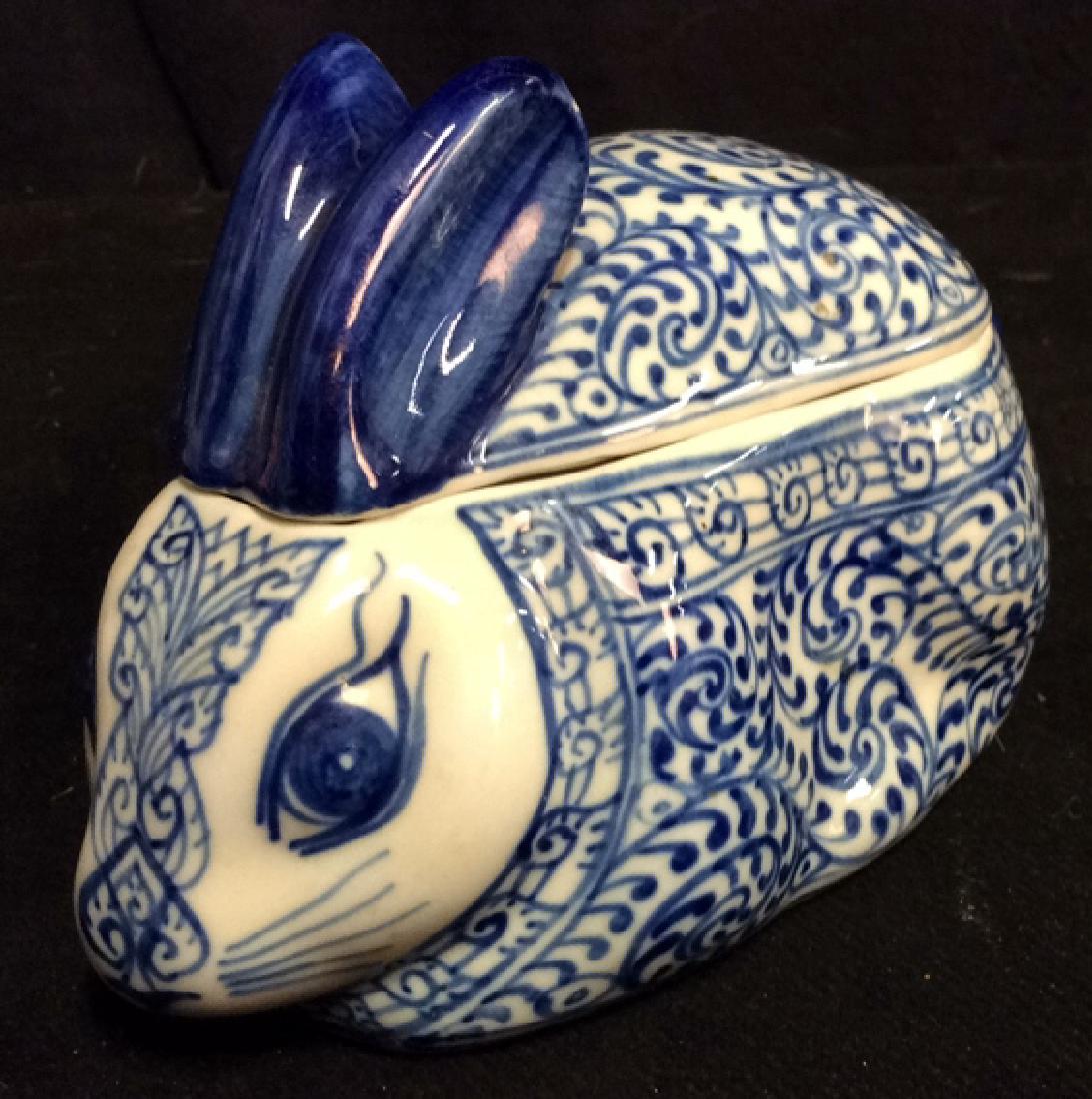 Chinoiserie Ceramic Lidded Bunny Trinket Box (1 of 5)