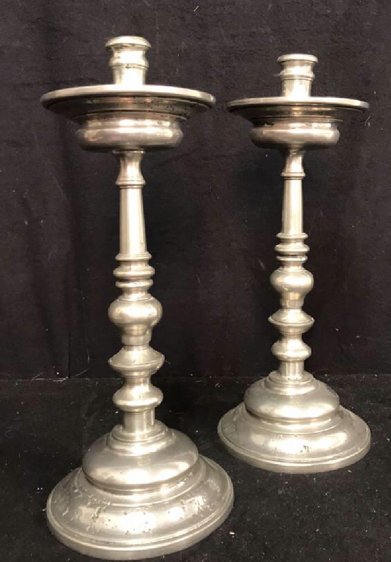 Pair Pewter Vintage Candlesticks (1 of 5)