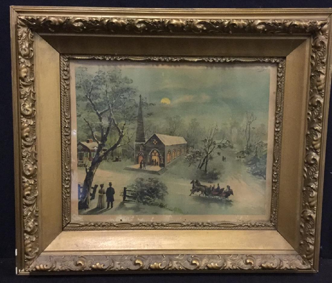 Vintage Church in Winter Print in Frame (1 of 5)