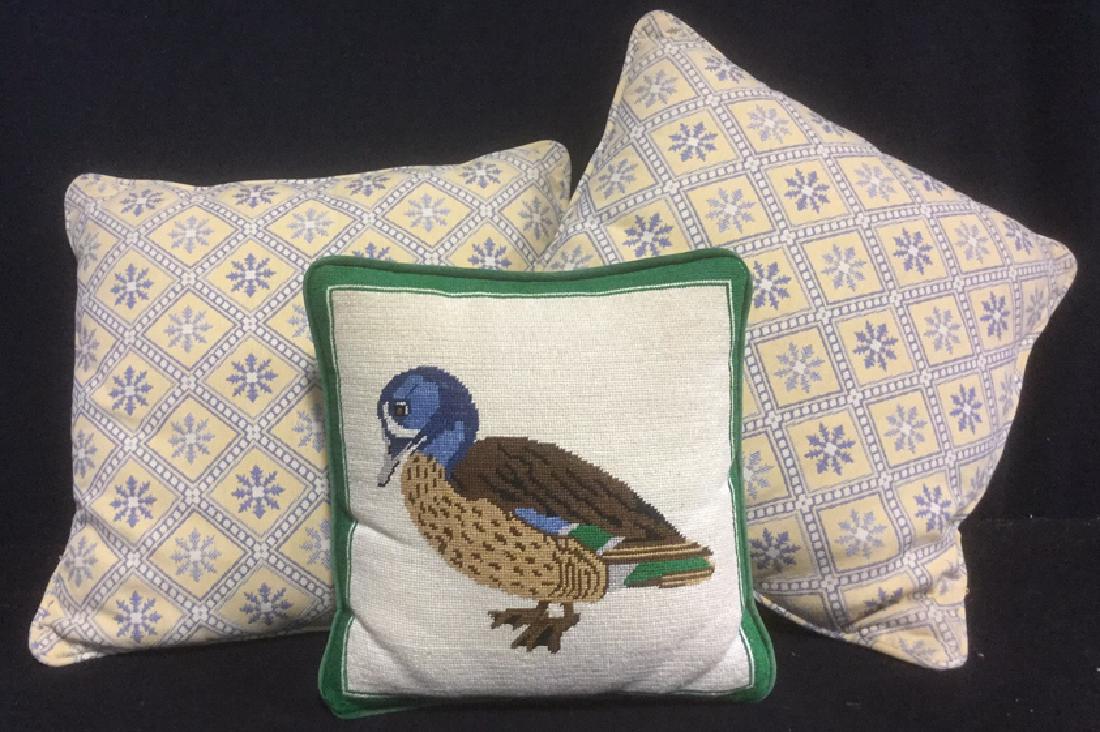 Lot 3 Sofa Throw Pillows Needle Point and More (1 of 5)