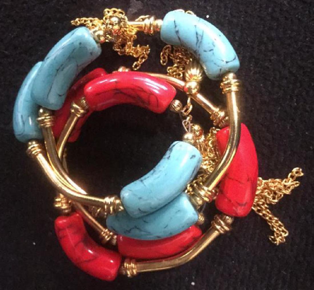 Pair Wraparound Faux Stone Gold Tone Bracelets (1 of 5)