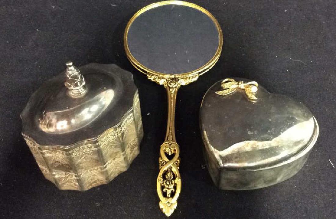 3 Dresser Top Accessories Trinket Boxes Mirror (1 of 5)