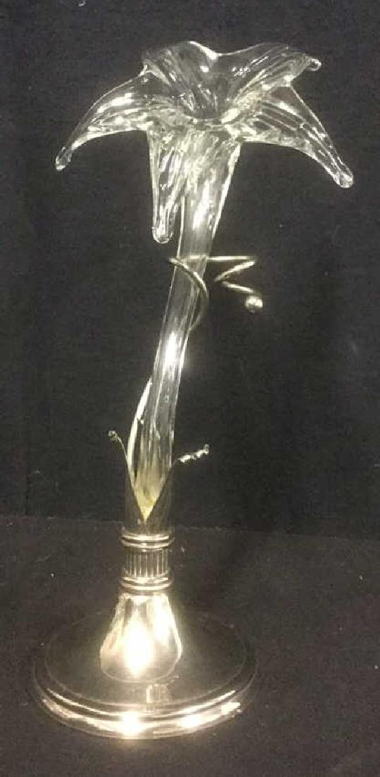Art Nouveau Crystal Silver Plate Center Piece Vase (1 of 5)