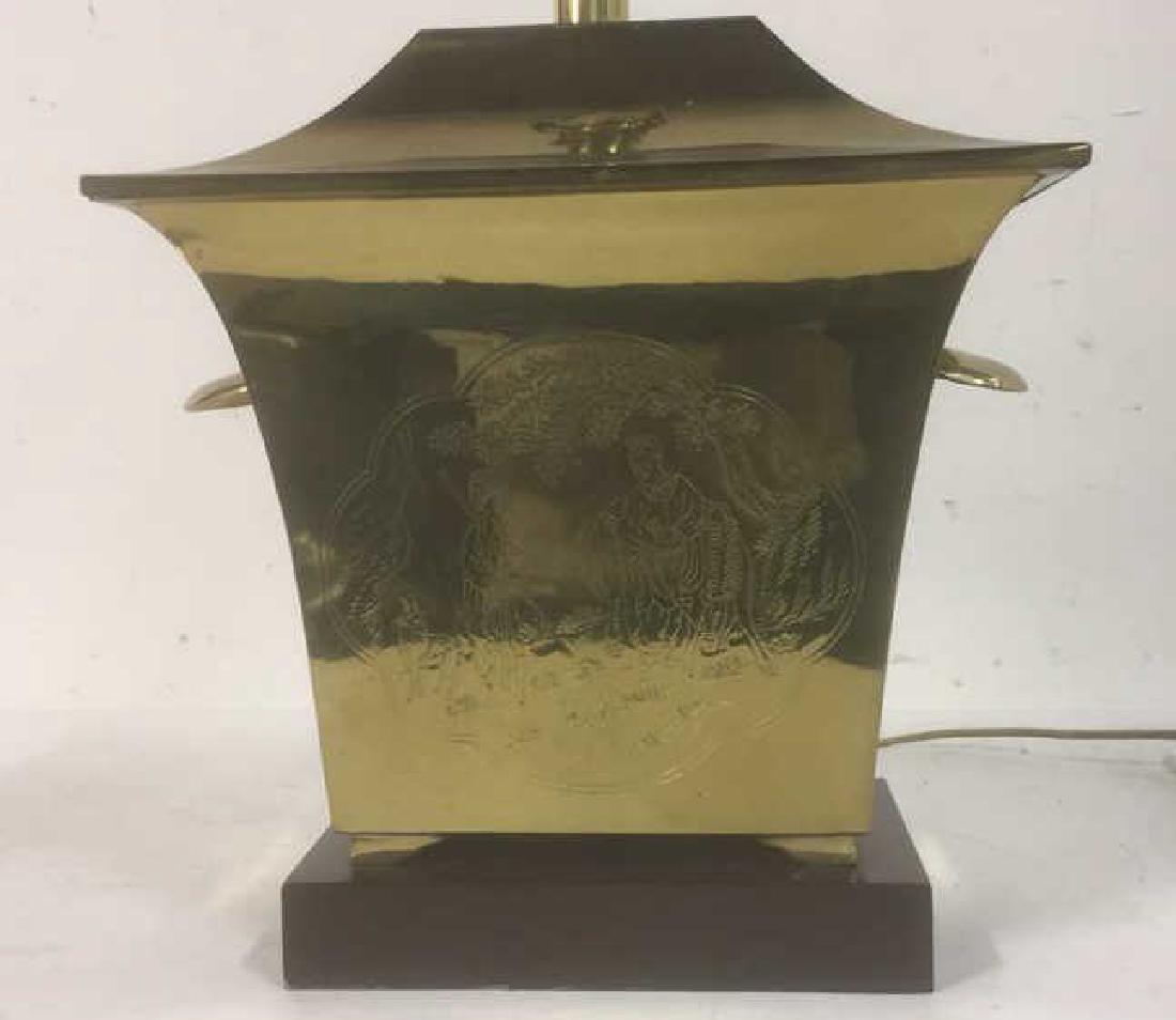 Etched Brass Asian Lamp w Stand (1 of 9)