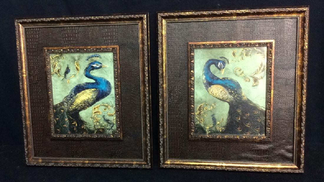 Pair Peacock Prints Framed and Matted (1 of 5)