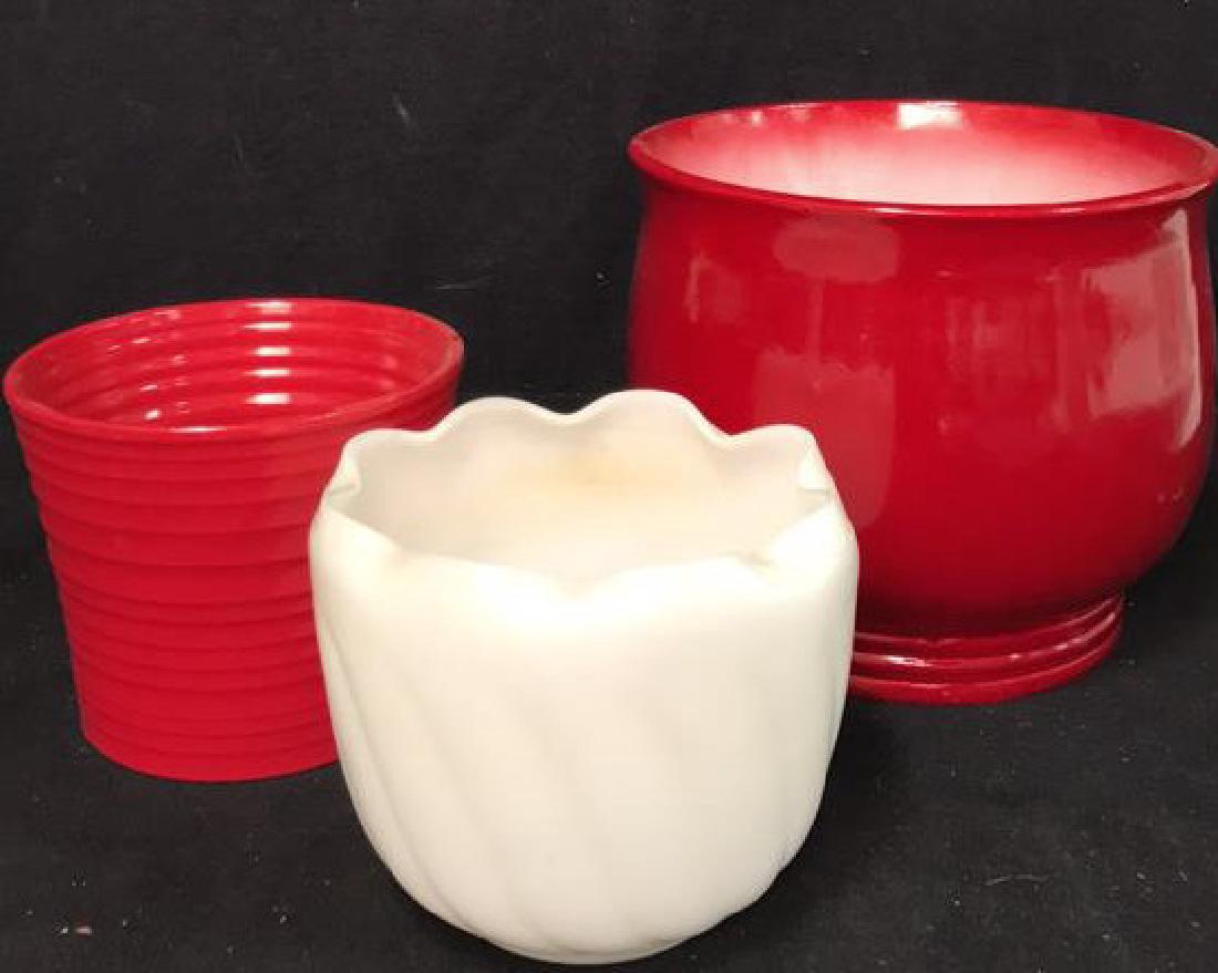 Group 3 Planters Ceramic and Milk Glass (1 of 5)