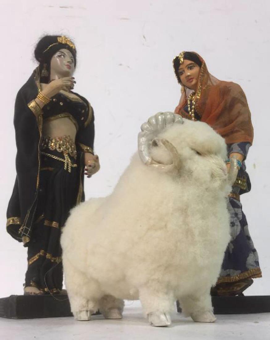 Group Lot of 3 Middle Eastern Style Dolls & Ram (1 of 5)