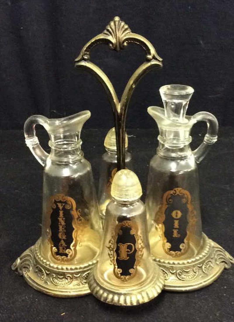 Group 4 Glass Cruet Set w Stand (1 of 5)
