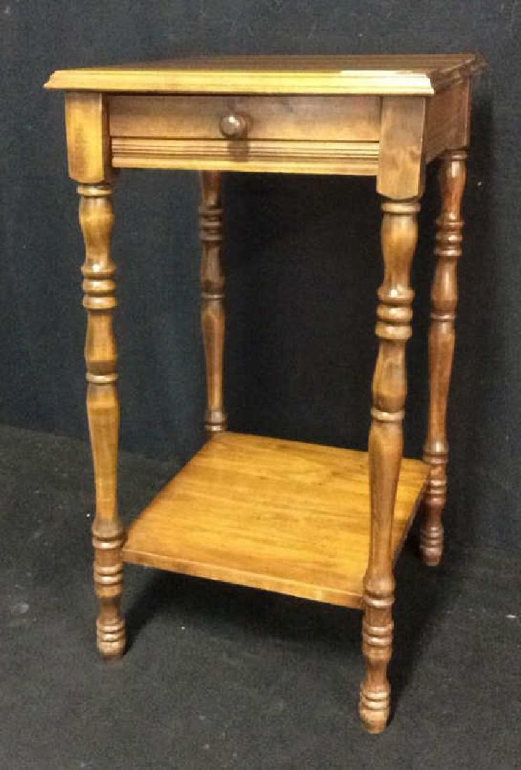 Wooden 1-Drawer Side End Table w Turned Legs (1 of 5)