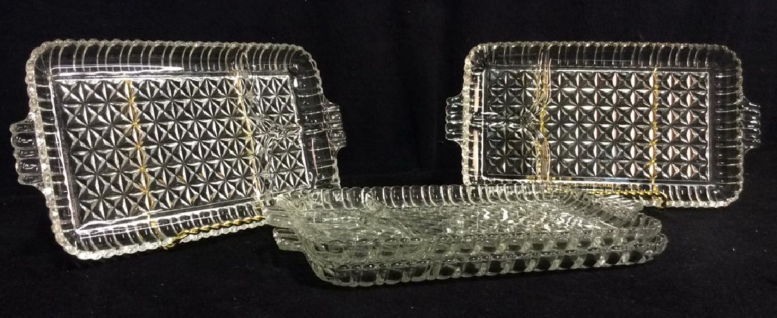 Group 4 Divided Handled Pressed Glass Plates (1 of 5)