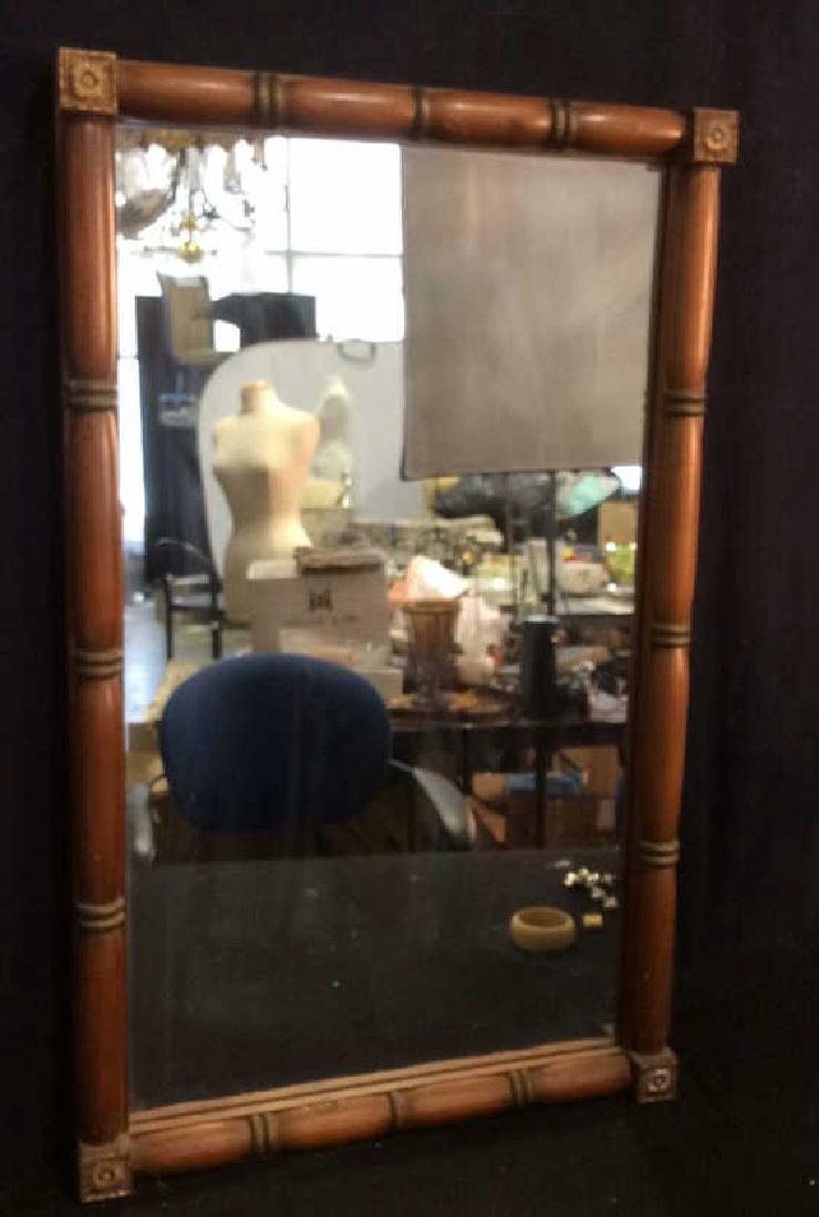 Vintage Turned Wood Framed Mirror w Corner Blocks (1 of 5)
