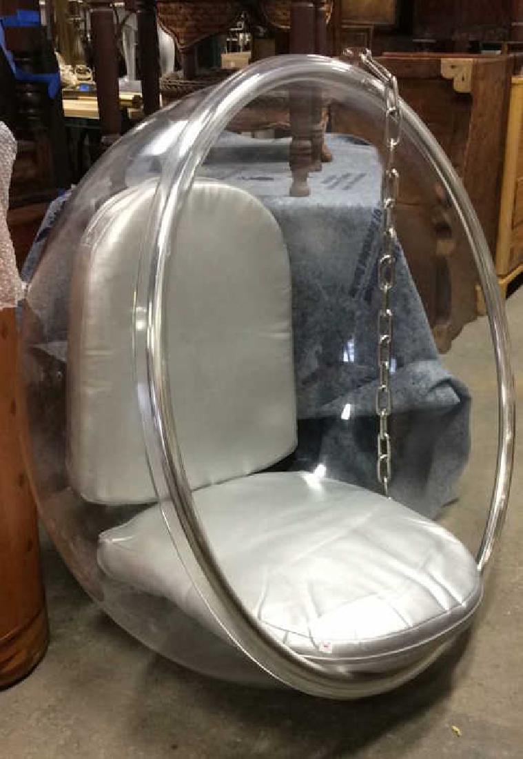 C1970's Hanging Lucite Chrome Bubble Chair (1 of 8)