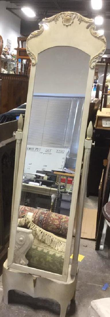 Painted Wood Vintage Ornate Cheval Floor Mirror (1 of 5)