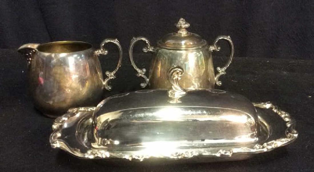 Lot 3 Silverplate Servers reamer Sugar Butter Dish (1 of 6)