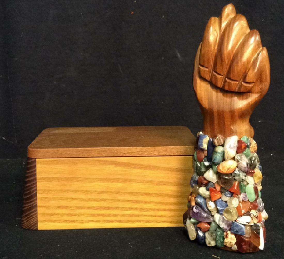 Wooden Trinket Box & Carved Wood Stones Scultpure (1 of 5)