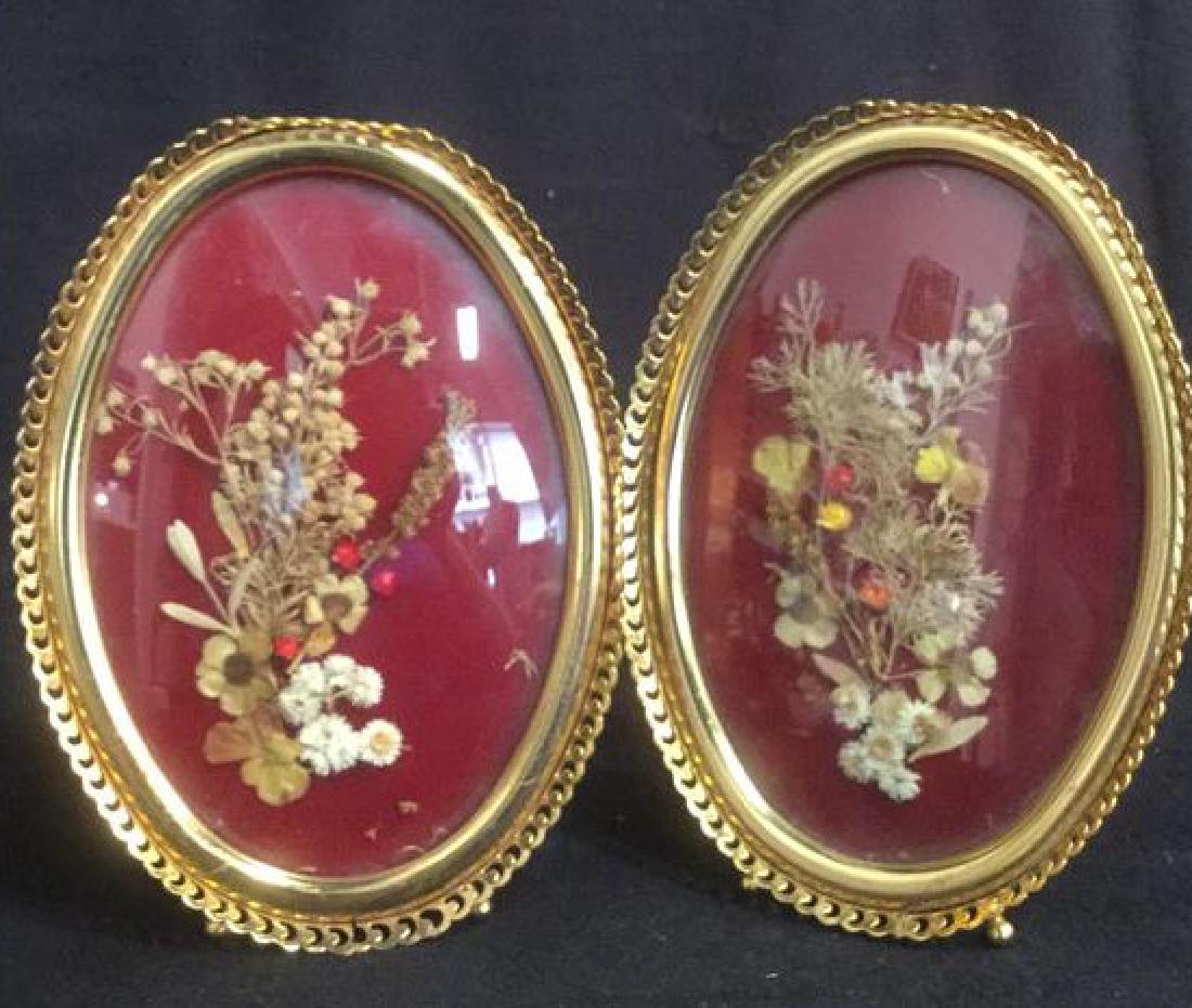 Pair Oval Framed Dried Pressed Flower Arrangements (1 of 5)