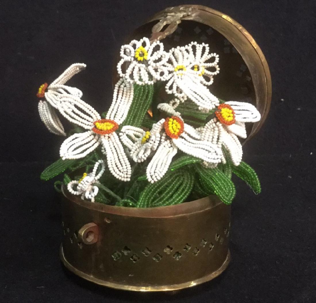 Metal Trinket Box w Beaded Flowers Bouquet (1 of 5)