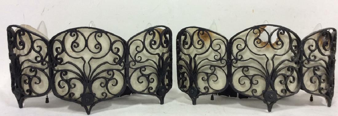 Pair Vintage Iron C Scroll Wall Mount Lamps (1 of 9)