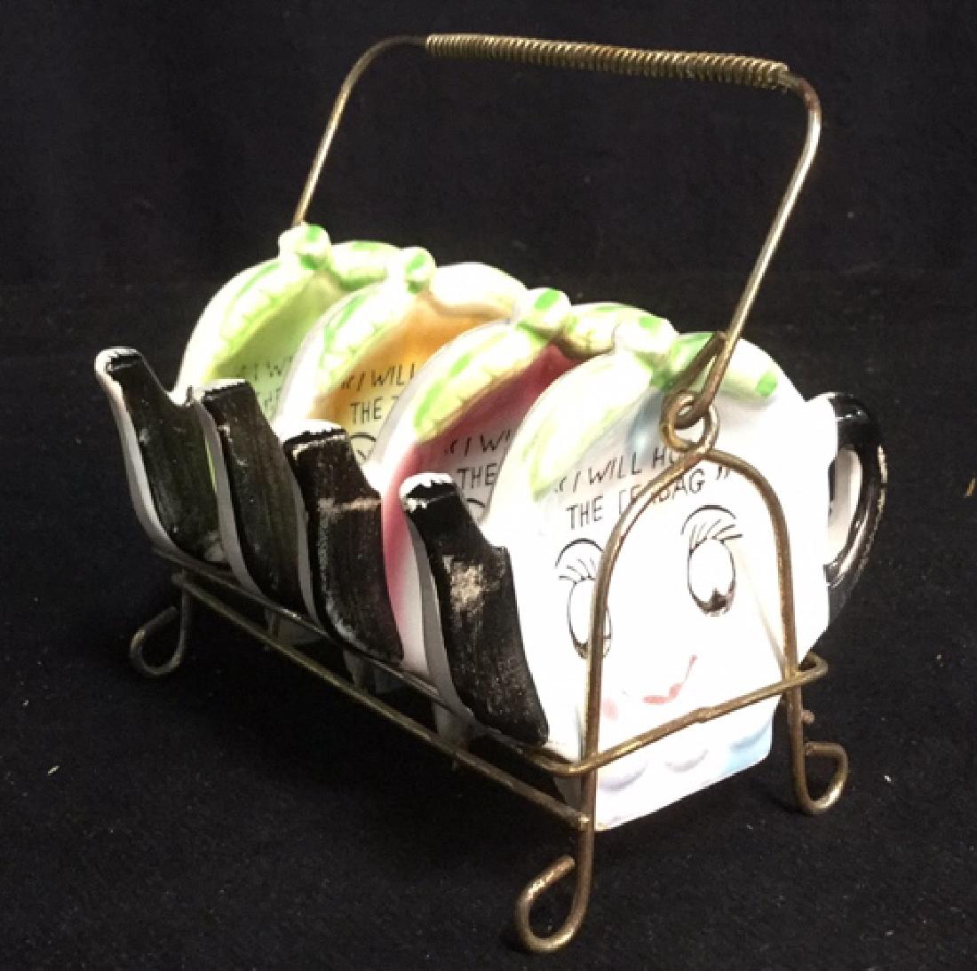 Group 4 Vintage Tea Bag Holders w Rack (1 of 5)