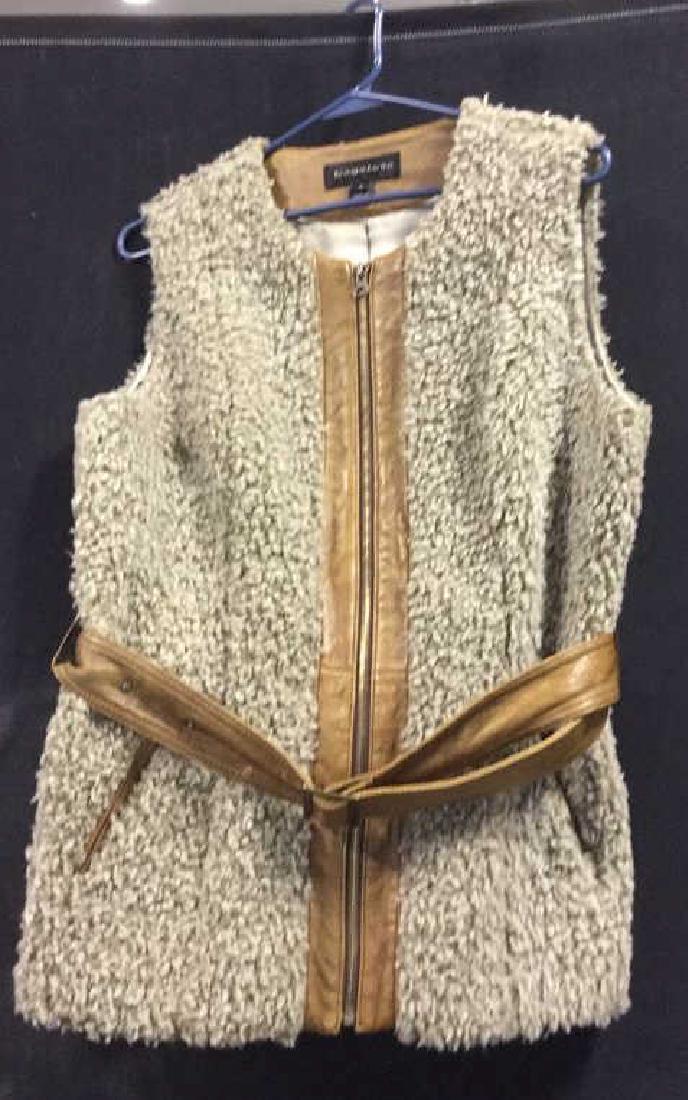 Bagatelle Women's Zippered Belted Designer Vest: Bagatelle womens zippered vest, faux or real wool with faux or real leather. Reads size M. No condition issues noted.