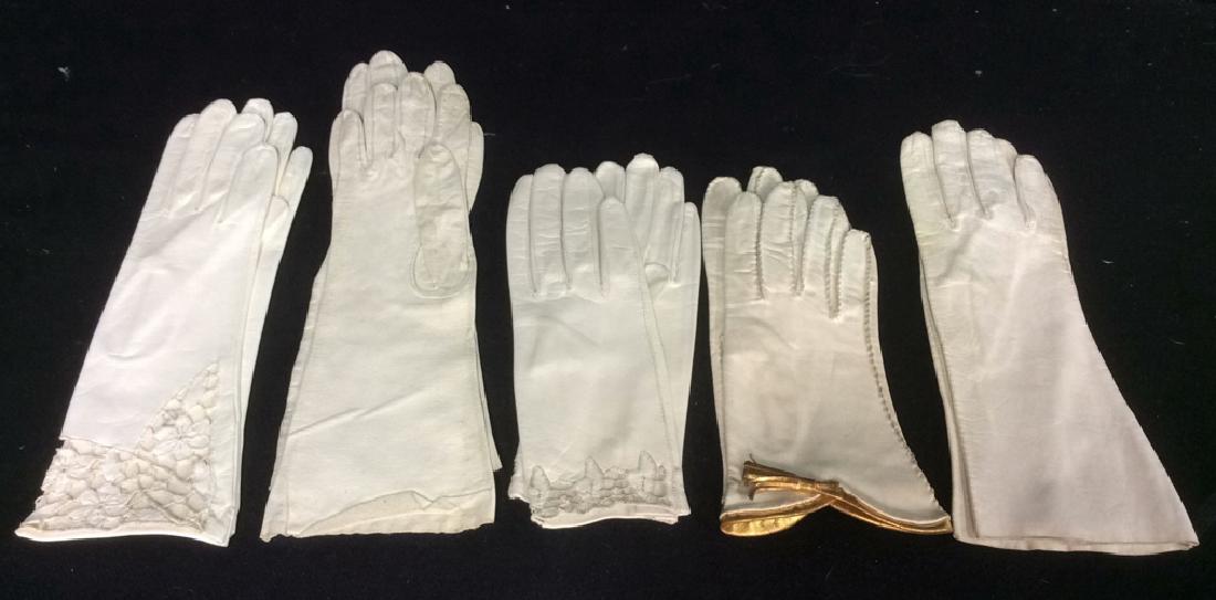 Group 5 Vintage Ladies White Leather Gloves (1 of 5)
