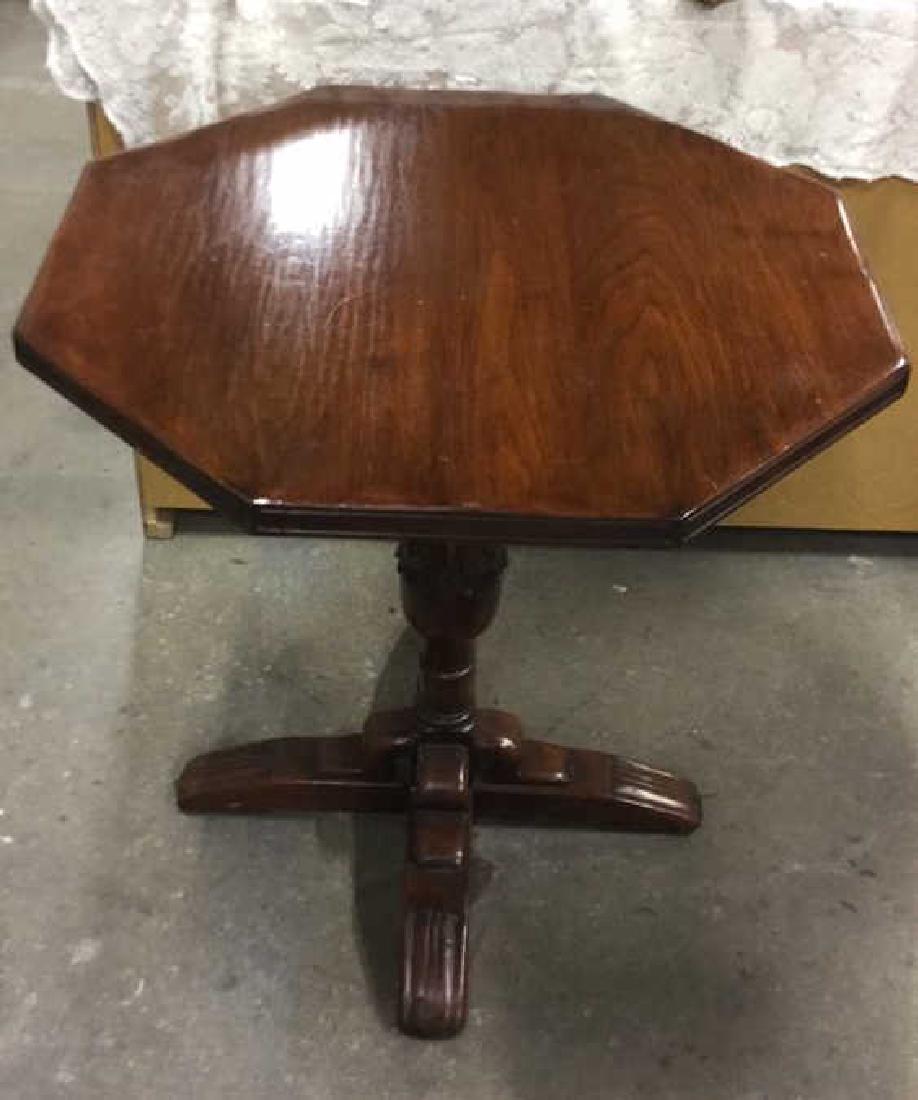 Vintage Octagon Carved Wooden Side Table (1 of 5)
