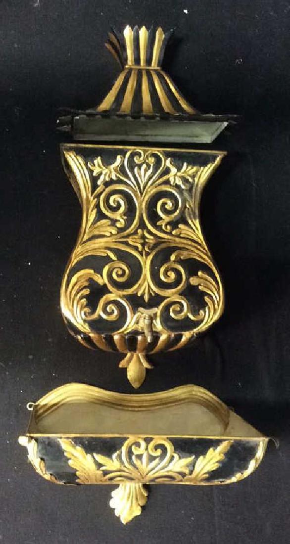 Ornate 3-Piece Black Gold Tone Wall Fountain Decor (1 of 10)