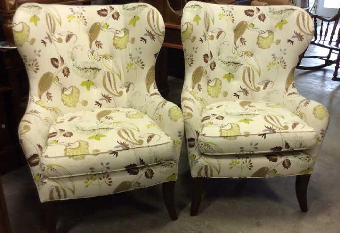 Pair COUNTRY WILLOW Upholstered Wing Chairs (1 of 10)