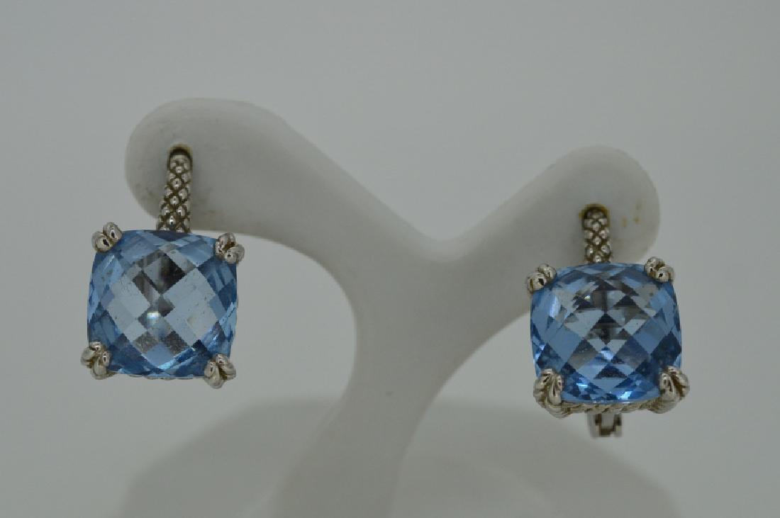 Ladies Judith Ripka Sterling Silver & Blue Earring (1 of 3)