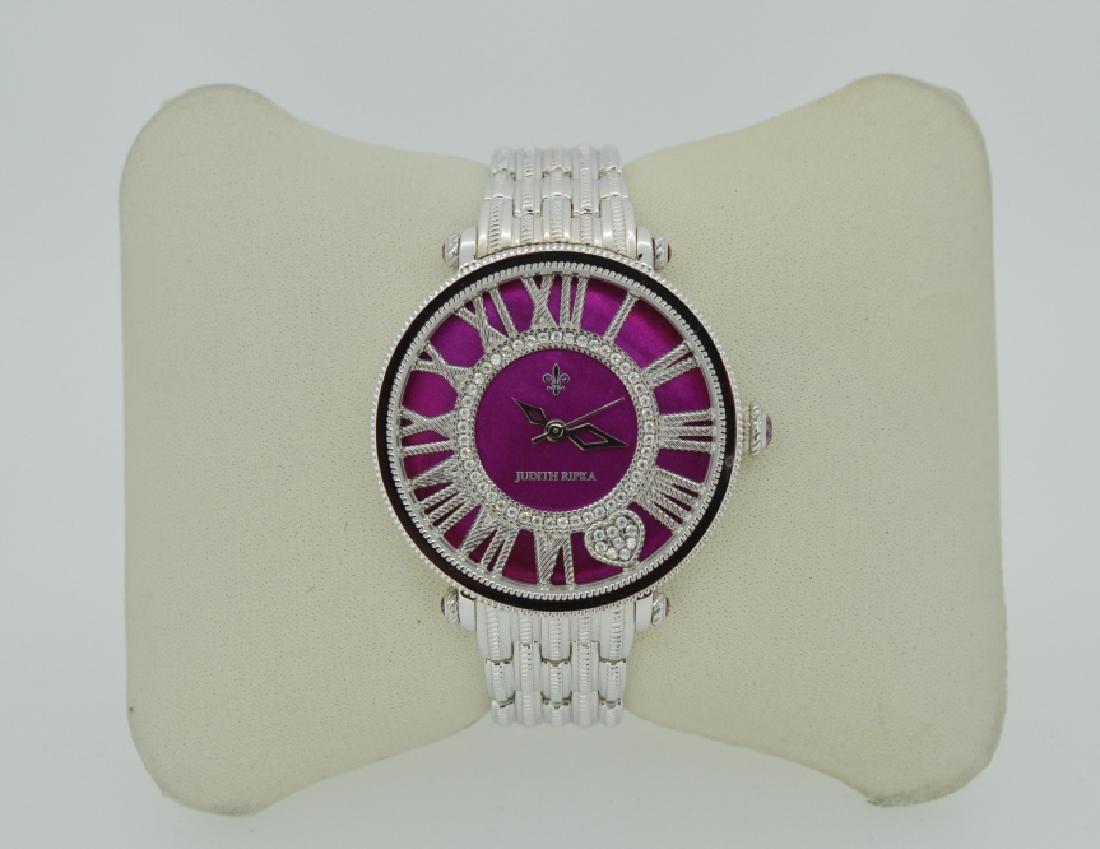 Judith Ripka Silvertone Watch with Pink Face (1 of 3)