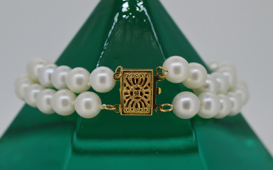 6 3/4" Double Row Pearl Bracelet w 14k Clasp (1 of 3)