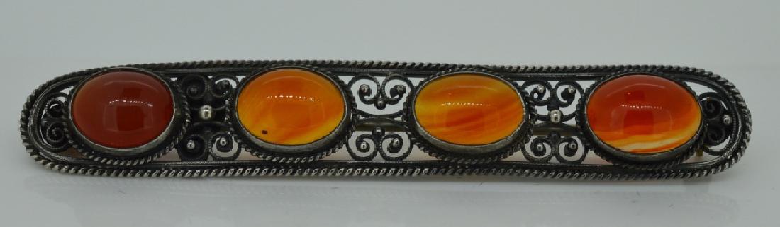 Sterling Silver Pin with Cabochon Opal Stones (1 of 2)