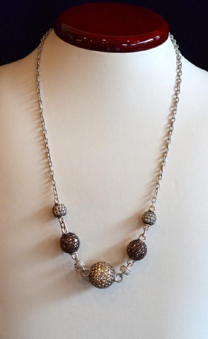 Judith Ripka 18" Sterling Silver Necklace: 18" Sterling Silver and multi colored cubic zirconia ball necklace, new, 21.1 dwt .925 silver