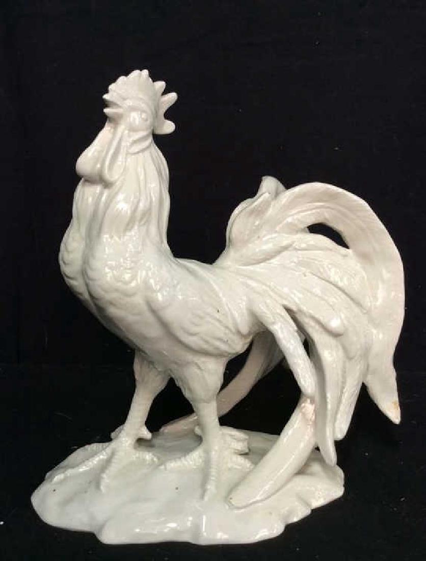 Italian White Ceramic Rooster Statuette (1 of 10)