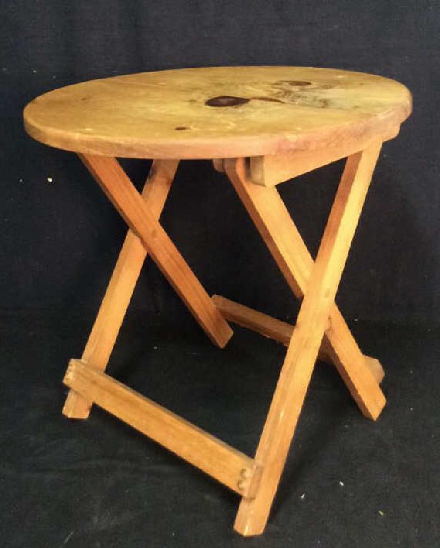 Round Fold Up Wooden Table (1 of 10)