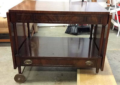 Mahogany Drop Leaf Tea Cart on Castors (1 of 10)